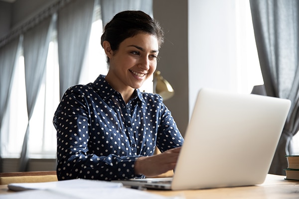 woman working on a computer
